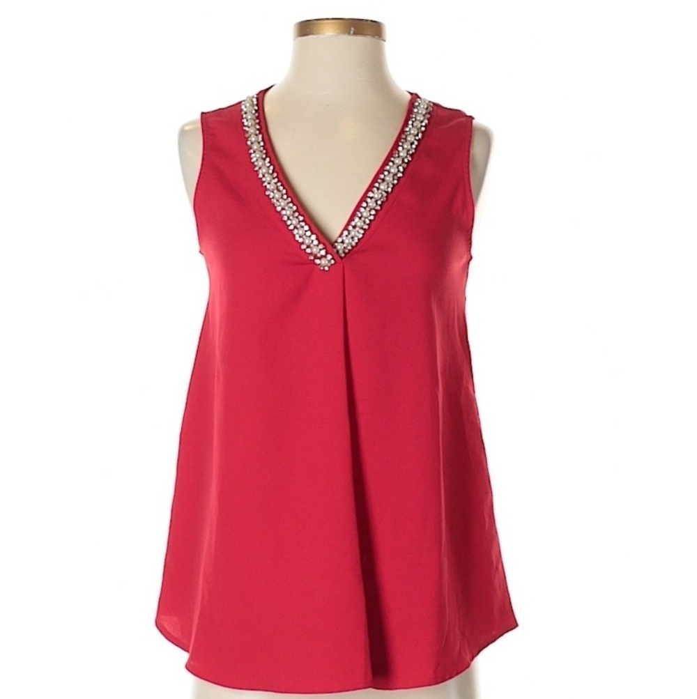 Adrienne vittadini Red Beaded Blouse